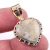 Natural Dendrite Opal 925 Solid Sterling Silver Gift TwoTone Pendant 1.25" A7d67