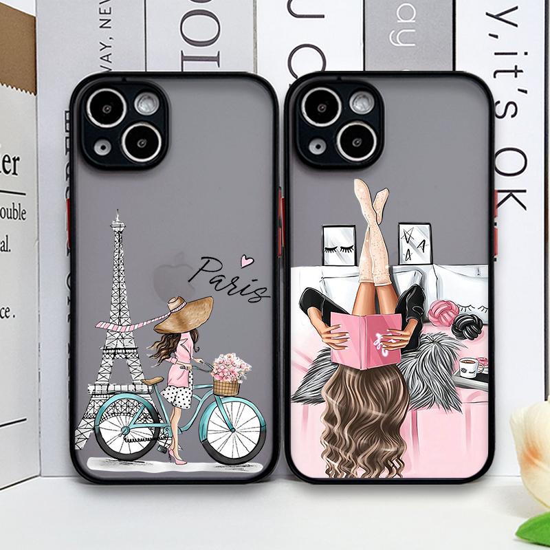 Модный Чехол для Телефона Городская Девушка для iPhone 17 16 Pro Max 16e Mini 15 14 13 12 11 XS MAX X XR 7 8 14 Plus Красивые Женщины Жесткий Чехол