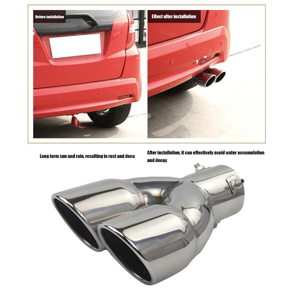 Bolt-on Dual Exhaust Tip Rolled Stainless Steel Square End One Change Two Double Slant Cut Tailpipe Muffler Tip 3 inch Inlet