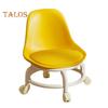 Low Rolling Stool with Backrest 360 Degrees Swivel Wheels Faux Leather Cushion Roller Seat Heavy Duty Rotating Mini Chair Seating Stool