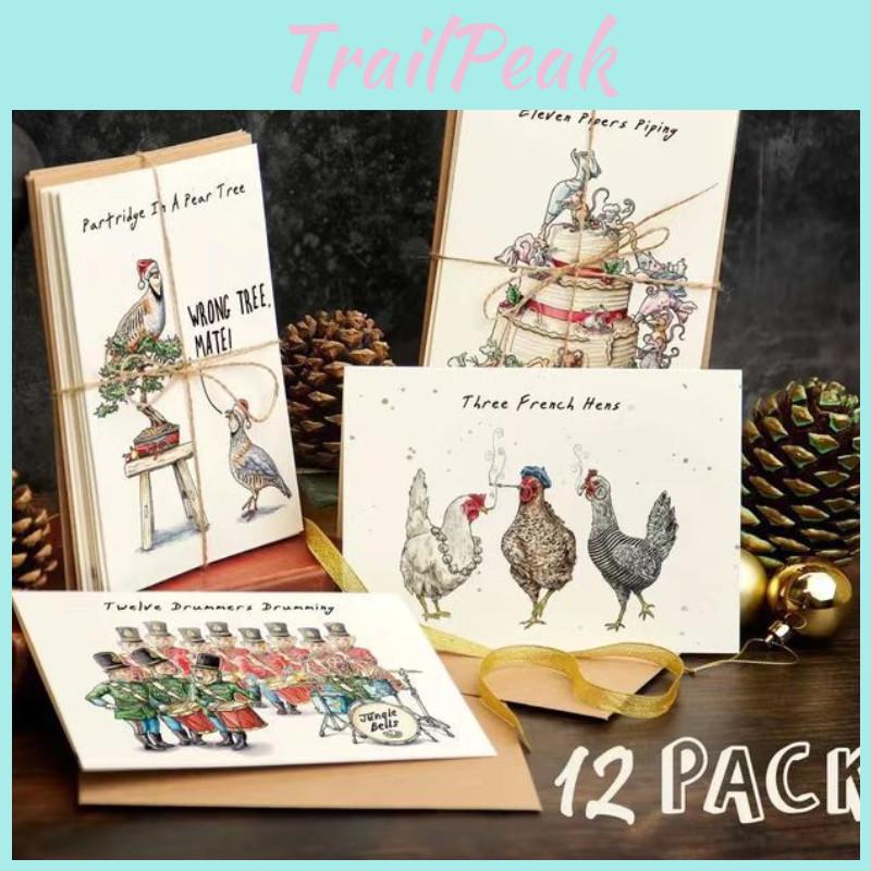 Twelve Days Of Christmas Card Set Set Of 12 Modern And Minimalistic Cards And Envelopes