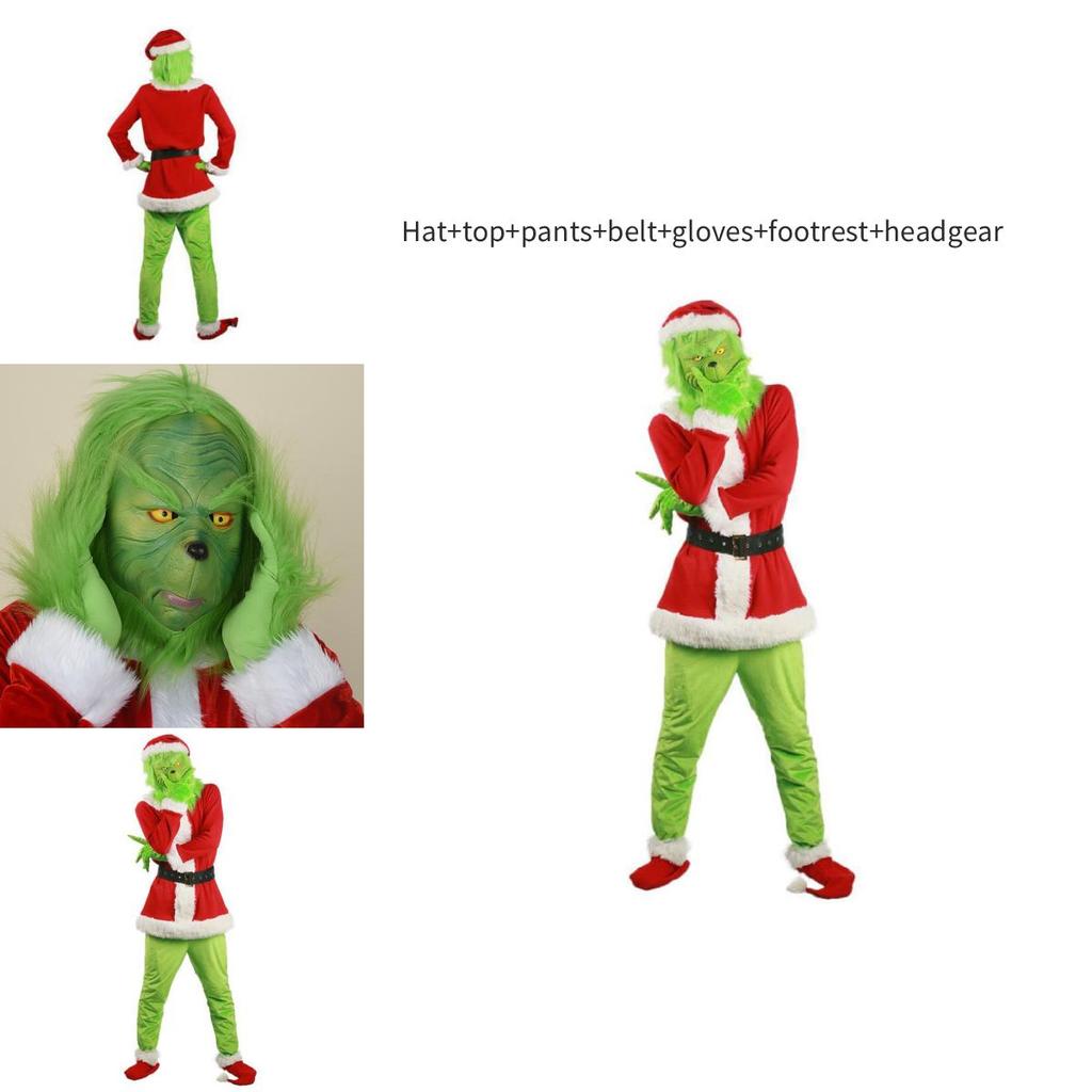 Halloween And Christmas Grinch Stole Christ Cosplay Costume Accessory Set For Party Wear