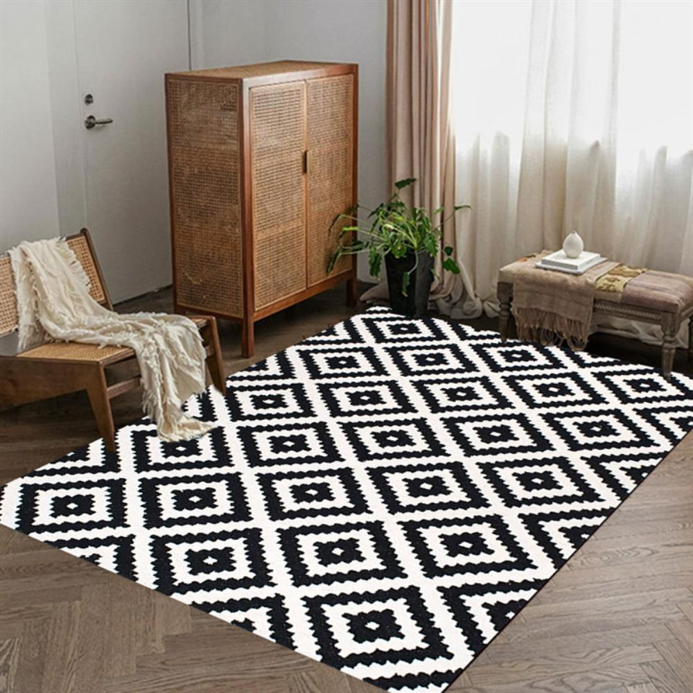 Ретро Геометрический Дизайн Под Дерево Ковер Декор Гостиной Ковер Под Диван Прикроватный Мягкий Ковер Балкон Журнальный Столик Коврик для Пола Придверный Коврик