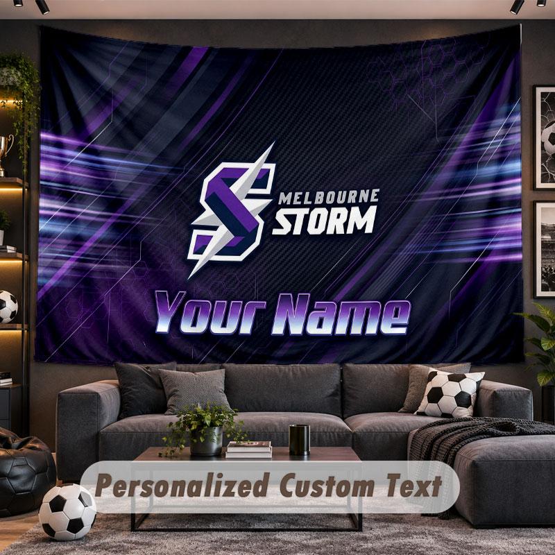 Wall Hanging Tapestry Custom NameMelbourne Storm Pattern Personalized Printed Fabric Wall Decor