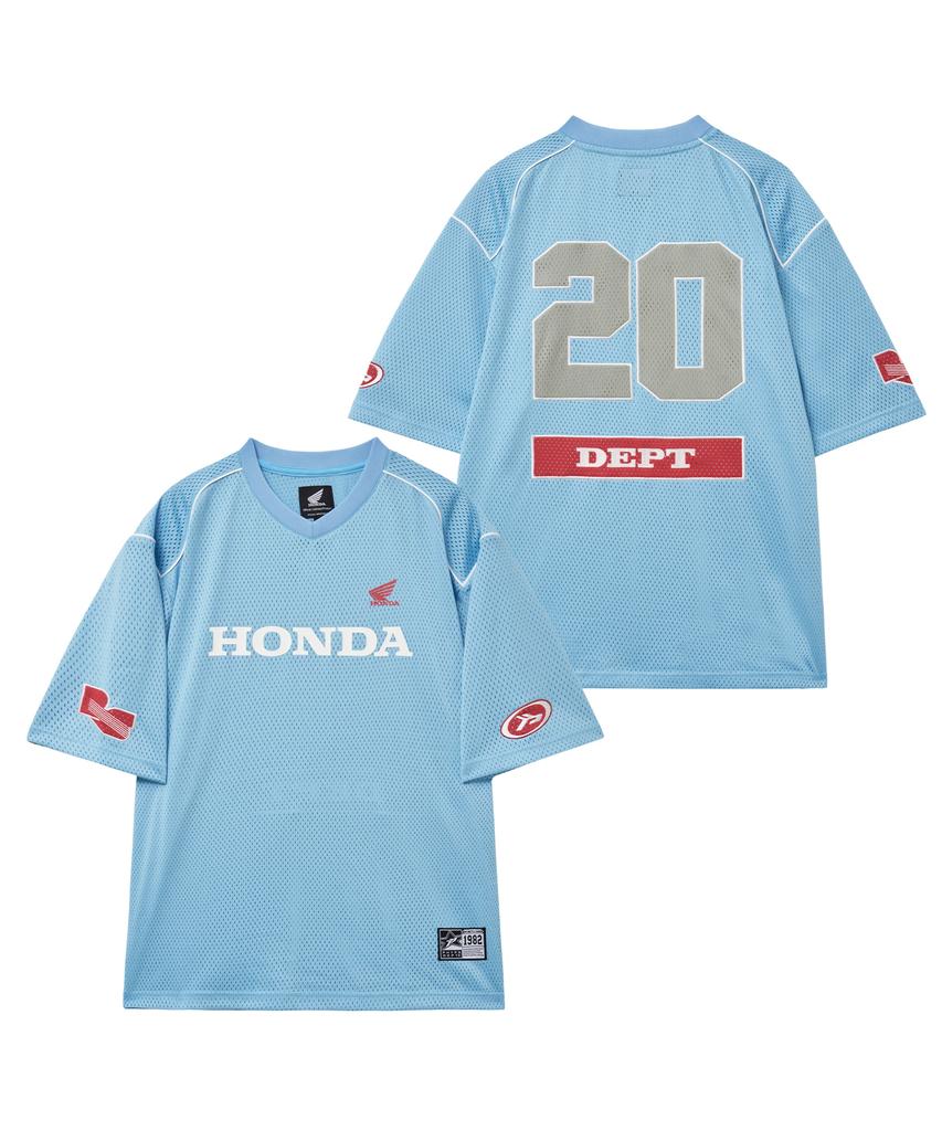 PHYPS MOTORCYCLE Motorcycle Piping Mesh Short Sleeve Light Blue