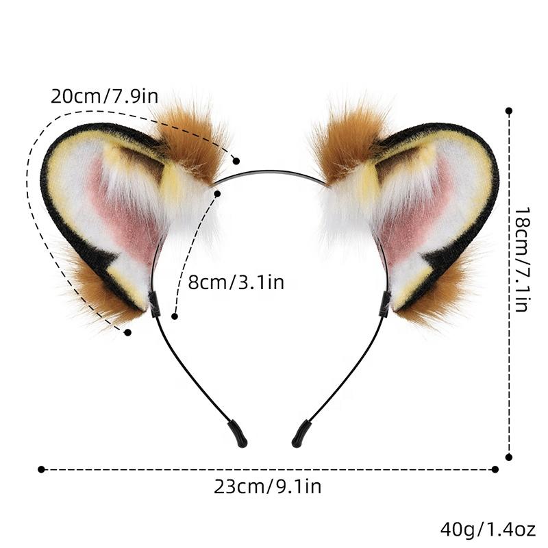Best Seller Modern Fashion Handmade Tiger Ear Plush Headband Cute Animal Hair Accessories Cute Handmade Tiger Ears
