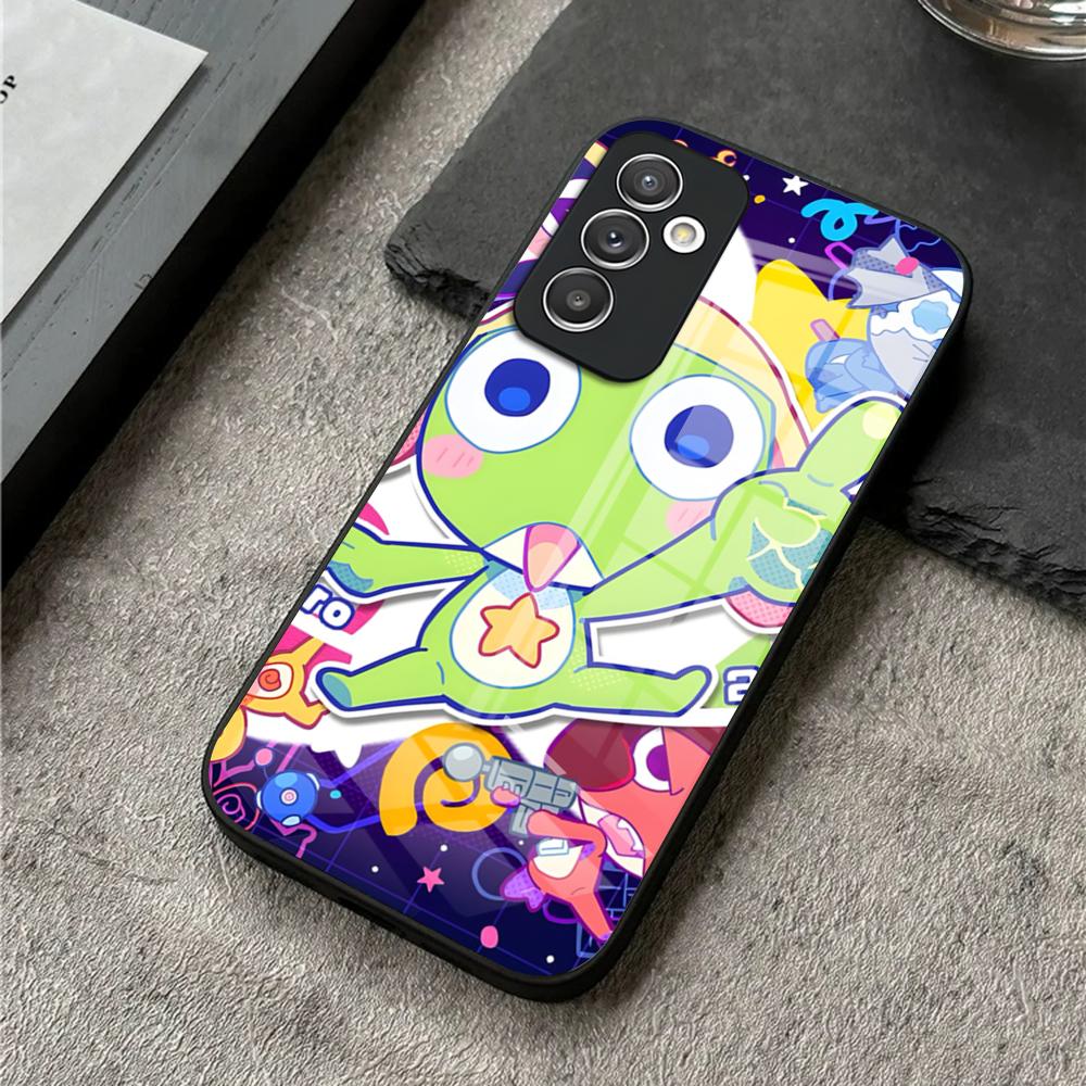 Кероро Лягушонок Крутой Гансоу Чехол для Телефона Для S24 Ultra Samsung S23 S22 S20 Fe S21 Plus Galaxy A54 A34 A24 A53 A16 Стеклянная Крышка