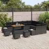 13 Piece Garden Sofa Set with Cushions Black Poly Rattan