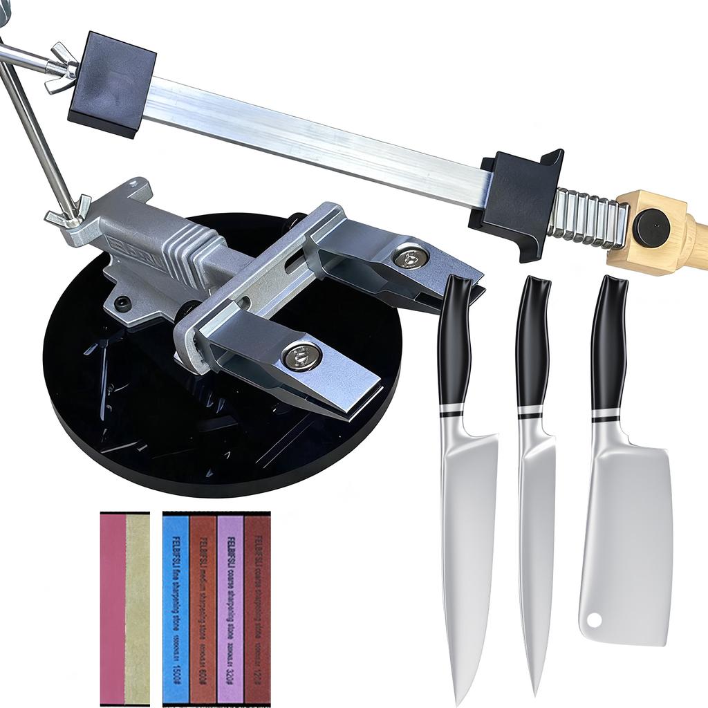 Стационарный точильный камень для ножей с 3 точильными камнями, система заточки ножей, аксессуары для кухонных ножей