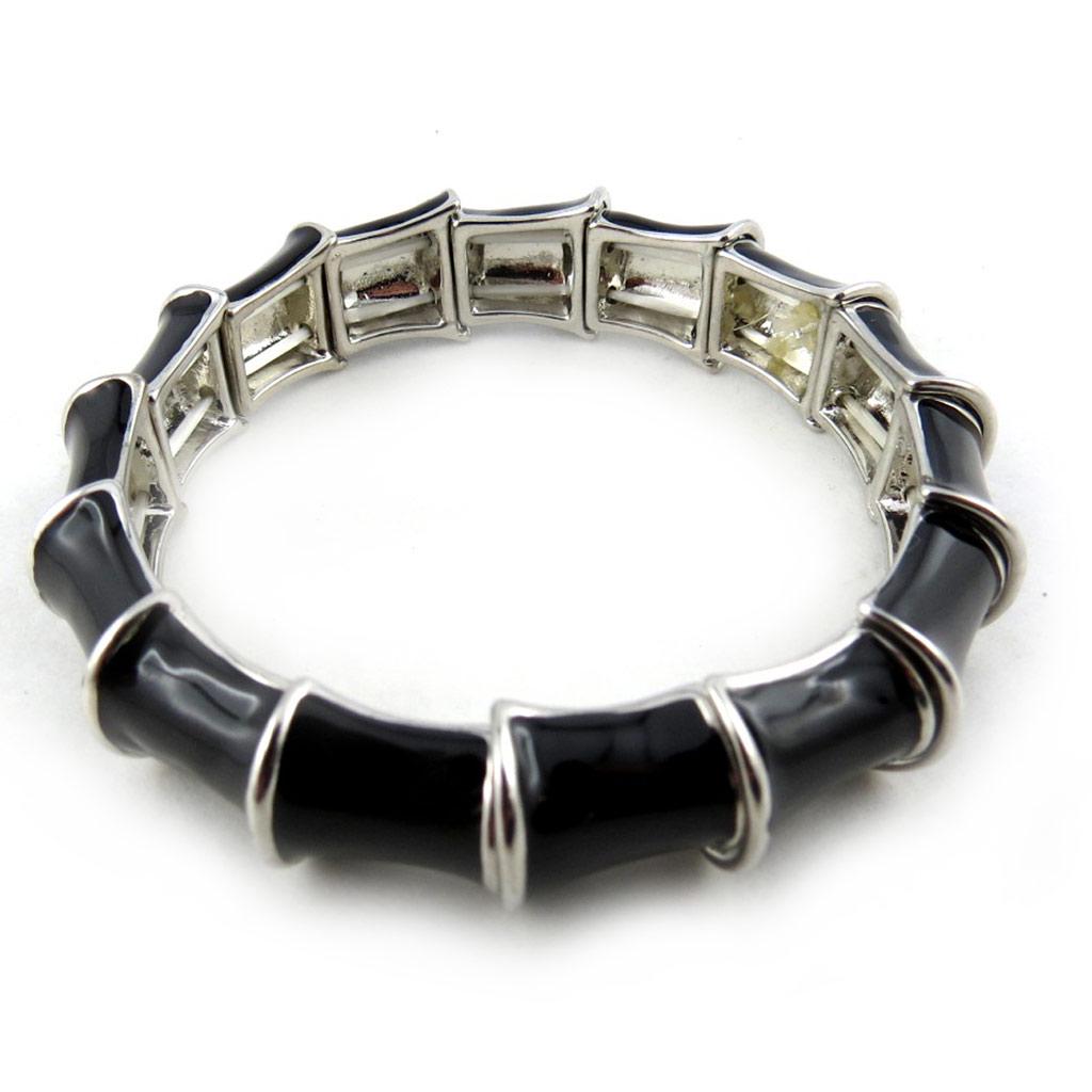 Les Trésors De Lily [N1606] - Silver Black 'Scarlett' Designer Bracelet