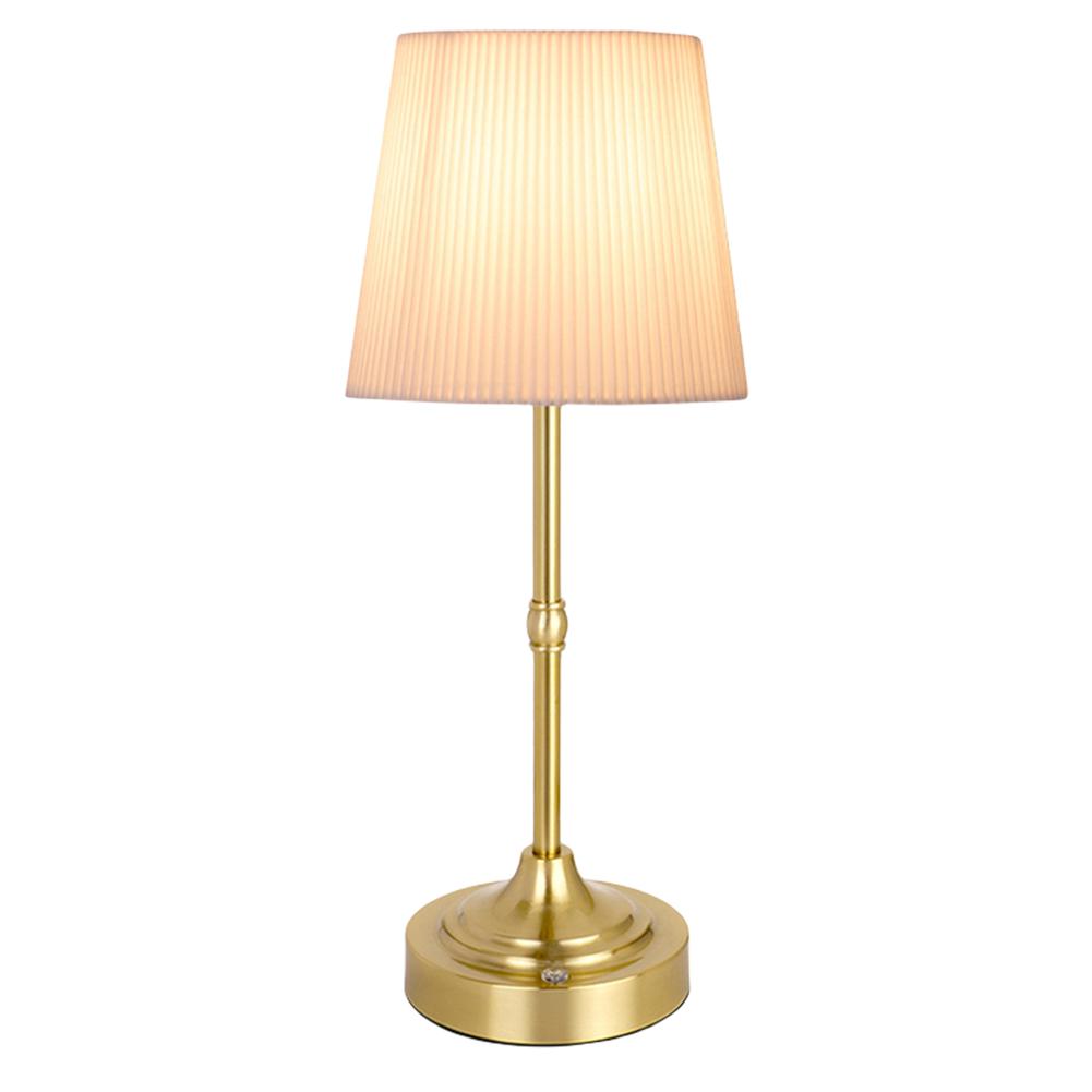 Cordless LED Metal Table Lamp USB Rechargeable Touch Control Portable Fabric Shade Desk Lamp Night Light for Bedroom Bar Balcony