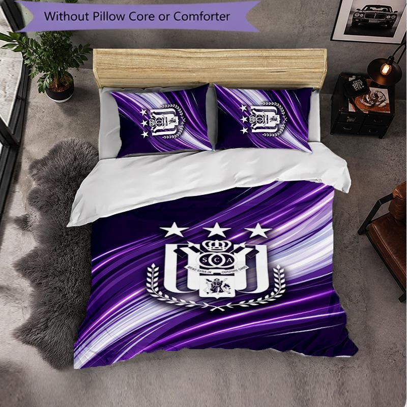 Anderlecht FC Themed Bedding 3Pcs Duvet Cover Set Decorative Bed Linen For Teen Room Home Decoration