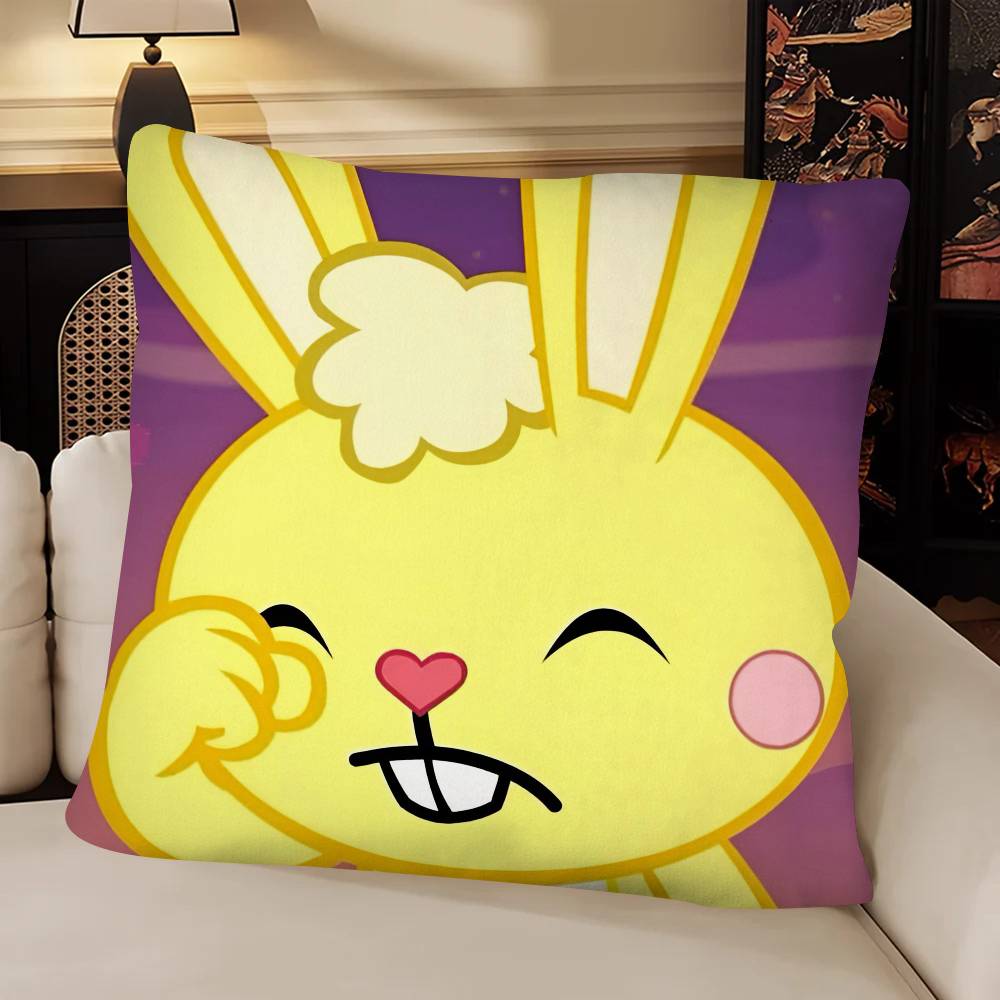 Cartoon HHappy Tree FFriends Pillow Case Fashion Square Pillowcase Bedroom Sofa Room Ins Decoration Leisure