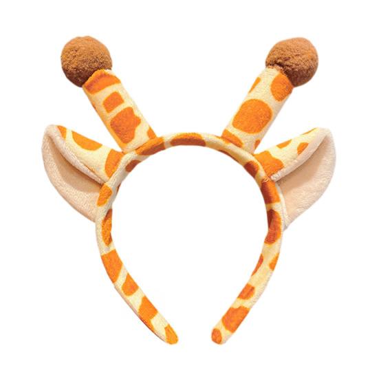 Headband Anti-Slip Soft Plush Fabric Cartoon Sika Deer 3D Ears Design Headband Face Washing Makeup Hair Hoop Hair Accessory