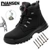 Waterproof Safety Work Shoes With Steel Toe for Men Outside Work Boots Hiking Anti Puncture Non Slip Brown Light Boots