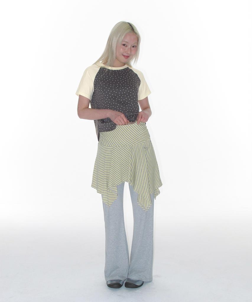 AMES-WORLDWIDE Unbalance Layered Skirt Pants Yellow