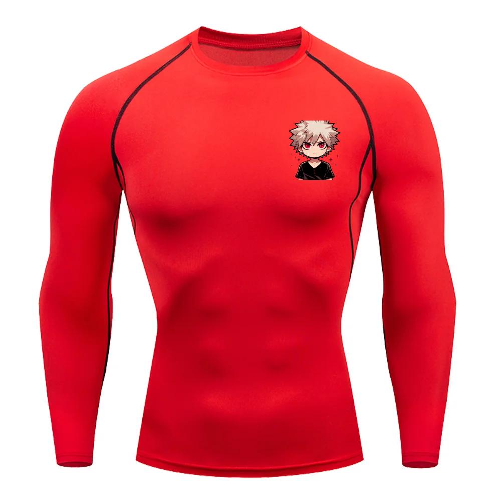 Katsuki Bakugo Graphic Compression Shirts Men Gym Workout Running Tshirt Summer Athletic Quick Dry Tops Short Sleeve Rash Guard