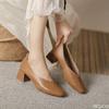 2025 New Soft Leather Shoes Solid Color Comfortable Female High Heels Elegant Square Toe Shoes Minimalist Women's Pumps
