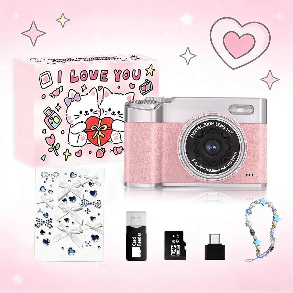HD Retro Dual Camera: Entry-Level Mirrorless Portable Selfie Card Camera for Students