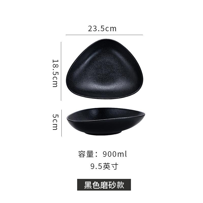 Ins Steak Soup Bowl Plate Salad Ceramic Plate High Value Triangular Cold Vegetable Plate Household Western Food Simple Tableware