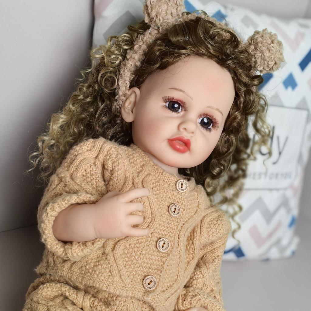 Модные кудри для волос Reborn Baby Dolls 55 см Девочка Реалистичный Медведь KEIUMI Модные Младенцы Кукла Модель Дети Playmates День Рождения Подарки Рождество Игрушка