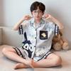 Boys Ice Silk Pajama Set Short Sleeve Lightweight Cartoon Sleepwear Teens Ages 8