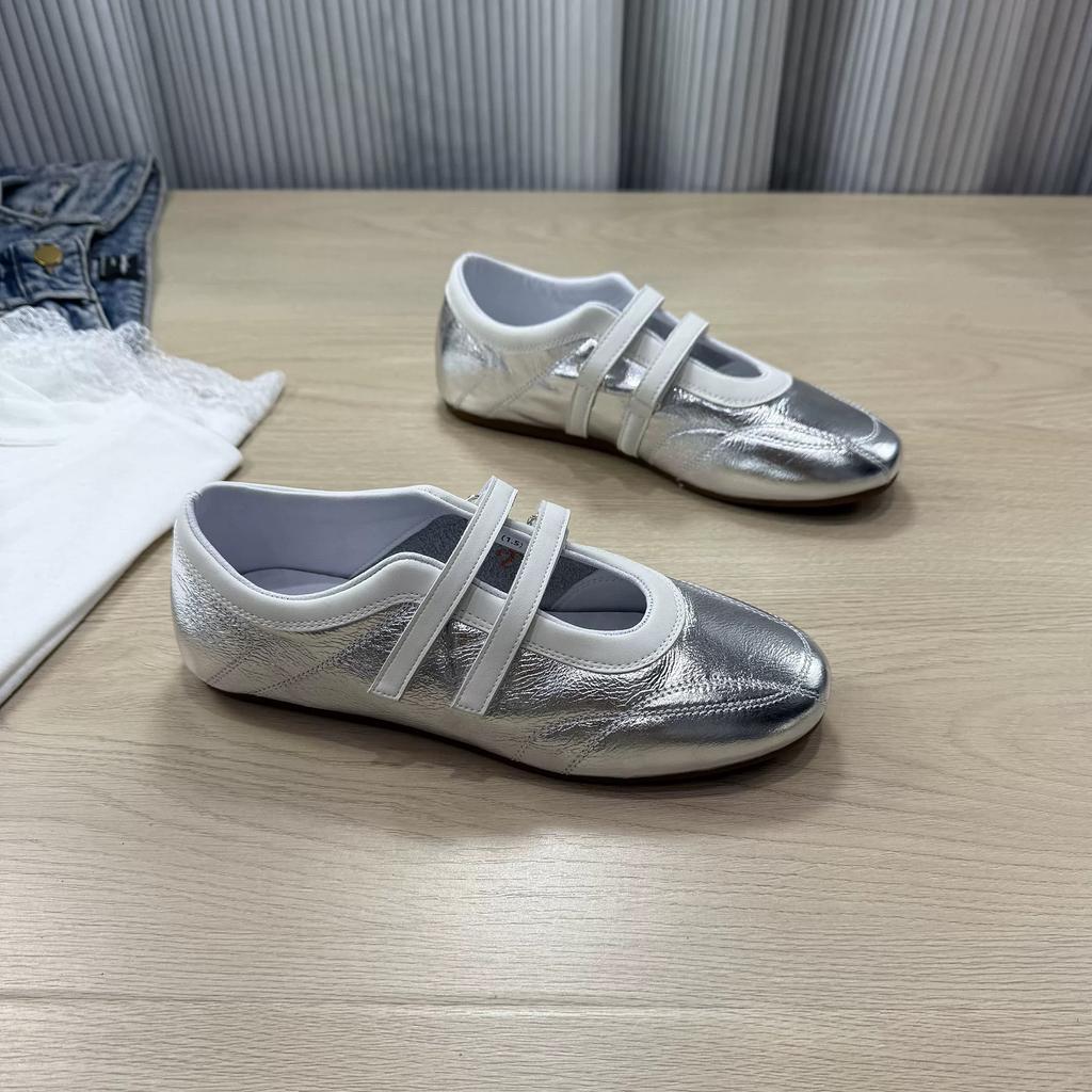 Версия из овчины~ Корейские повседневные спортивные туфли с круглым носком и неглубоким вырезом на липучке, туфли Мэри Джейн, одинарные туфли, женские туфли на плоской подошве, немецкие тренировочные туфли