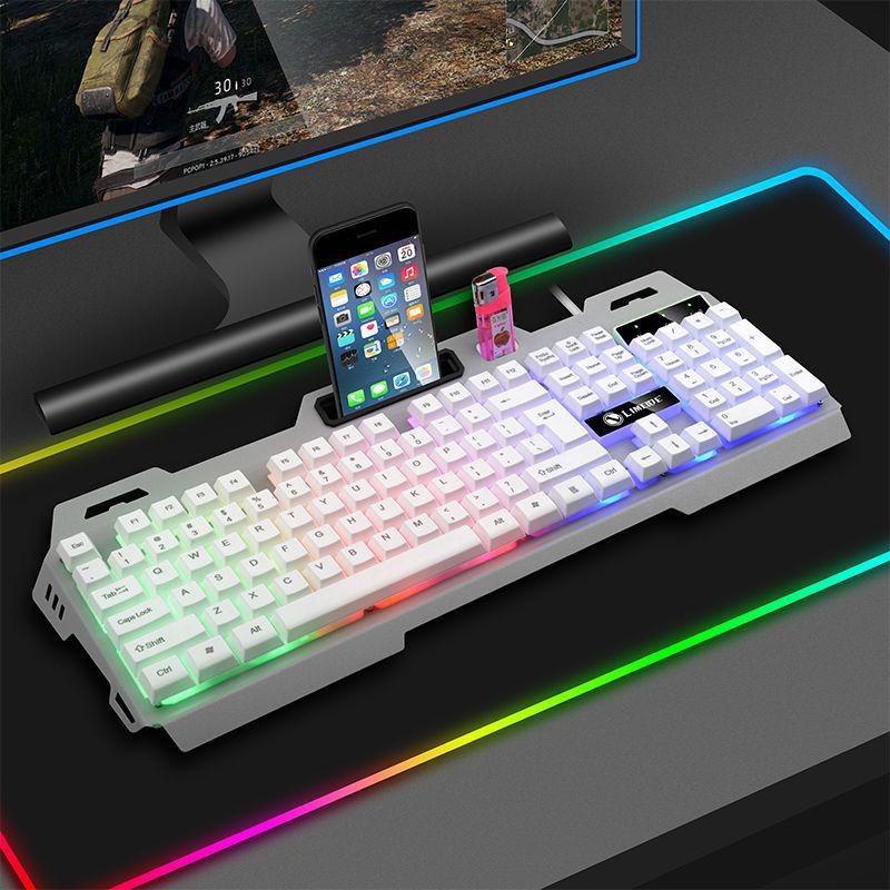 Metal Gaming Keyboard & Mouse Set with Mechanical Feel & Floating Keys