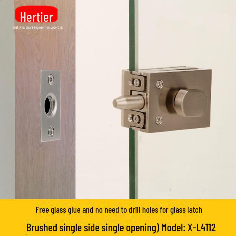 Защелка для стеклянной двери - напольный замок для одной двери в ванную или туалет