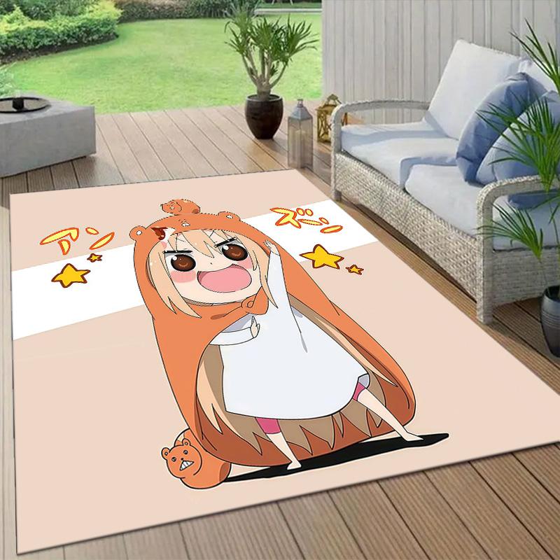 Himouto! Umaru‑chan Flannel Pattern Square Carpet,Area Rug,Carpet Rug for Living Room Bedroom Sofa Playroom Decor,Non-slip Floor Mat