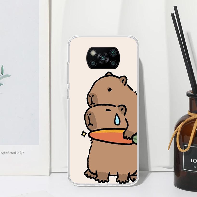 Funny Capybara Cartoon Animal Phone Case For Xiaomi Poco X7 X6 X5 M7 M8 Pro F7 Ultra Redmi 15C 15 13C 13 12C 12 10 10C 10A Art F