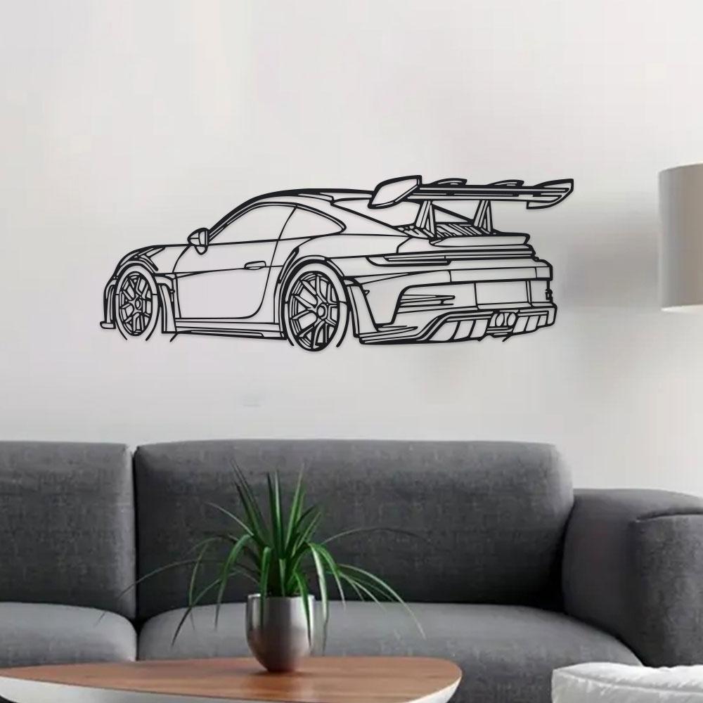 Car Metal Wall Art - Black Metal Carving, Sleek Design with Spoiler & Exhaust Pipes Easy To Hang Home Office Decor Wall Stickers