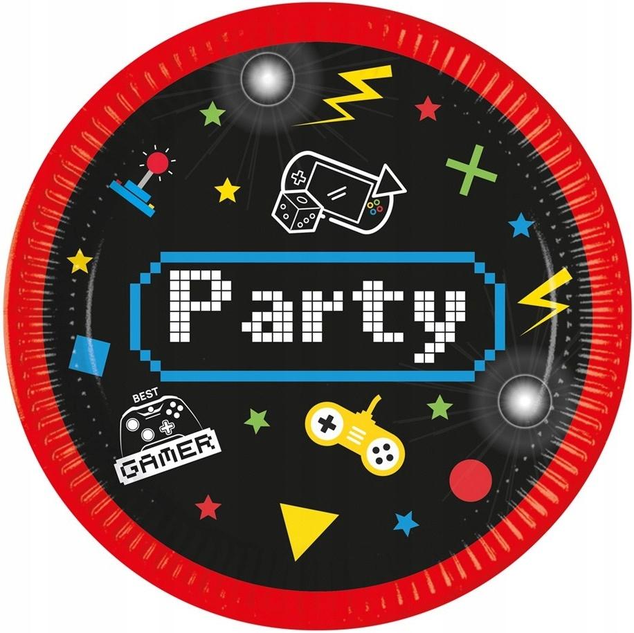 Talerzyki Gra Gaming Party Urodziny 23Cm 8Szt.