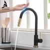 Выдвижной сенсорный черный кухонный кран с чувствительным сенсорным управлением, смеситель для кухни, сенсорный кухонный смеситель 1005