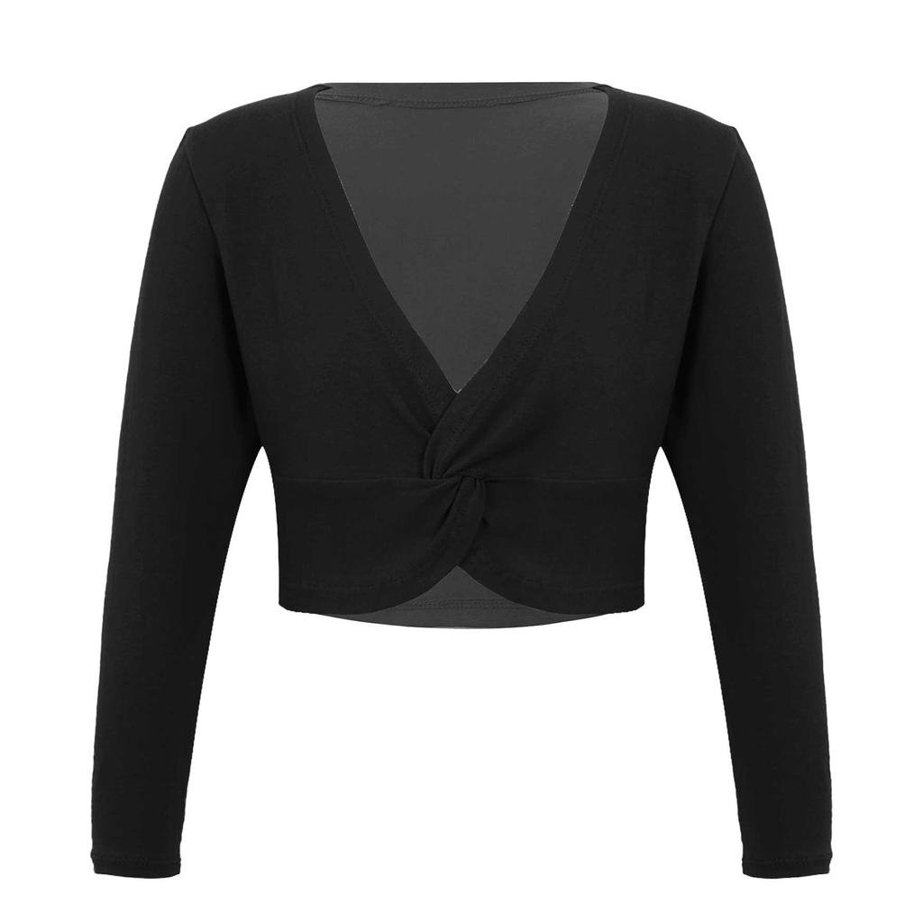 Девочки Длинный рукав V-образный вырез Узел спереди Однотонная Танцевальная куртка Длинный рукав Теплый Балетный костюм