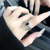 Niche Design Sense Light Luxury Cold Wind Spider Combination Black Gemstone Ring Women'S Personality Fashion Open Ring