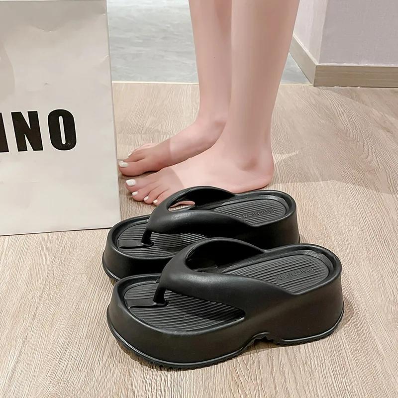 2024 Модные женские тапочки Летние тапочки Eva на танкетке Нескользящие домашние тапочки для улицы Женские сандалии Шлепанцы Pantuflas Mujer