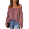 Spring and Autumn Women's Tops A Neck Chiffon Shirt Female Solid Color Set Head Sexy Strapless Tops