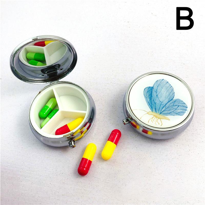 Металлические коробки для таблеток, круглые коробки для таблеток из нержавеющей стали, органайзер для лекарств, контейнер для лекарств, разветвители, коробка для конфет и таблеток