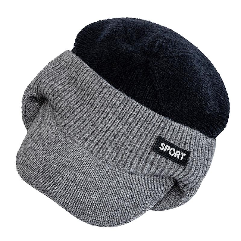 New Winter Hat Fur Lined Beanie Warm Earflap Brim Cap Stylish Hats For Men Outdoor Thicken Ski Sports Knitted Hat Warm Gift