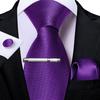 Mens Purple Necktie with Tie Clip Business Paisley Silk Tie Hanky Cufflink Set for Party Dibangu