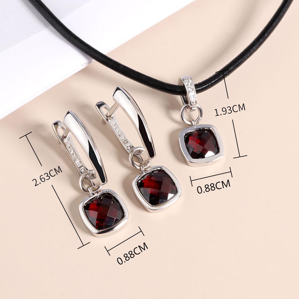 Серьги-подвески с застежкой из стерлингового серебра 925 пробы, комплект украшений с натуральным красным гранатом, настоящим драгоценным камнем, изысканные украшения для женщин и девочек, повседневная одежда, хороший подарок