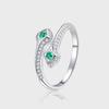 Изысканный корейский стиль S925 стерлингового серебра изумруд циркон серпентин открытое кольцо для женщин легкий роскошный нишевый дизайн изысканная мода
