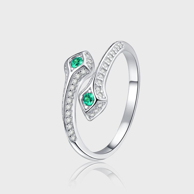 Изысканный корейский стиль S925 стерлингового серебра изумруд циркон серпентин открытое кольцо для женщин легкий роскошный нишевый дизайн изысканная мода