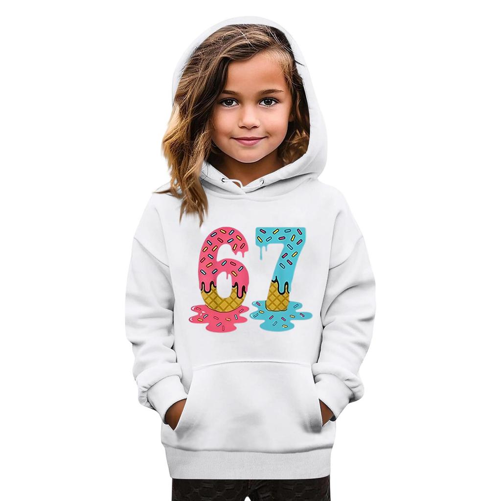 Kids' Fashion Printed Pullover Casual Long-Sleeve Crewneck Hoodie Top