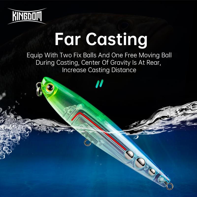 Fishing Pencil 90mm Kingdom Lures Surface Floating Hard Baits Top Water Walk Dog Artificial Fishing Wobblers Bass Plastic Walker