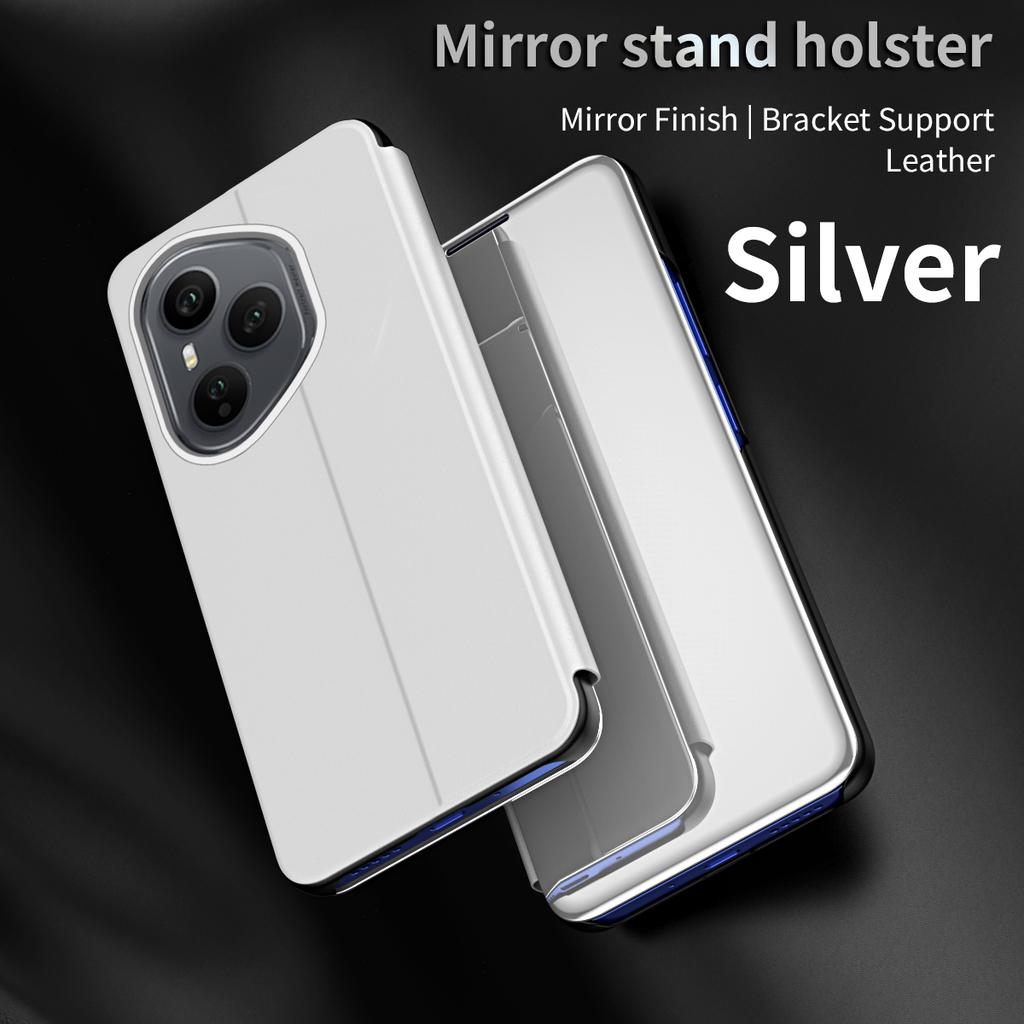 Mirror Folding Stand Cases For Honor 400 Pro Flip Leather Kickstand Phone Case For Honor 200 400 Lite 300 Pro Full Cover Bumper