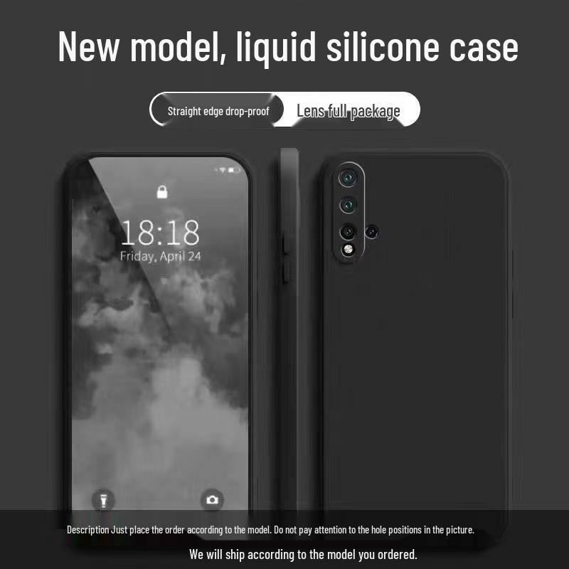 Защитный чехол для телефона Huawei nova5Pro из жидкого силикона - Полное покрытие, Защита от падений, Однотонный, Приятный на ощупь