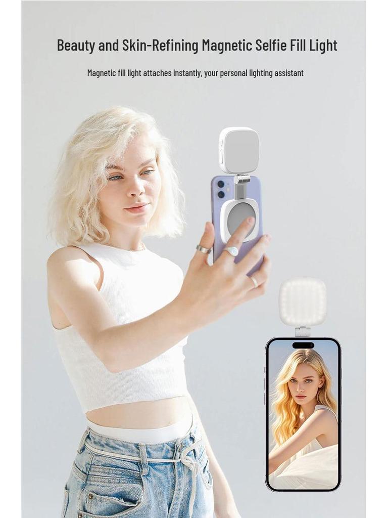 F662 Мобильный телефон заполняющий свет: Магнитный селфи-светильник с улучшением кожи, со встроенным зеркалом для макияжа и складной конструкцией.