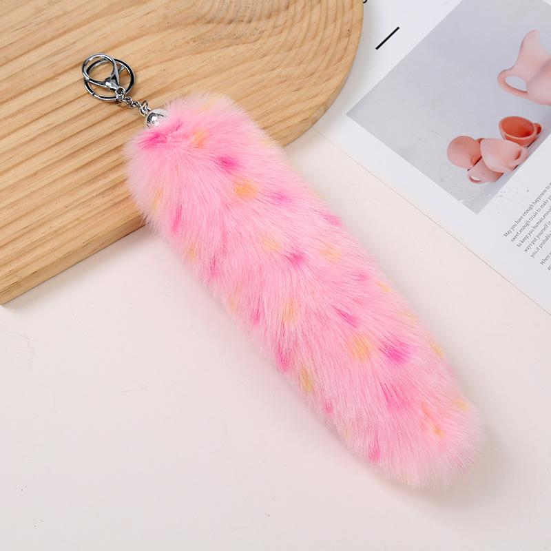 Women Girls Simulated Fox Tail Pendant Multiple Colors Decorative Keychain Furry Artificial Fur Fashion Gift Accessories